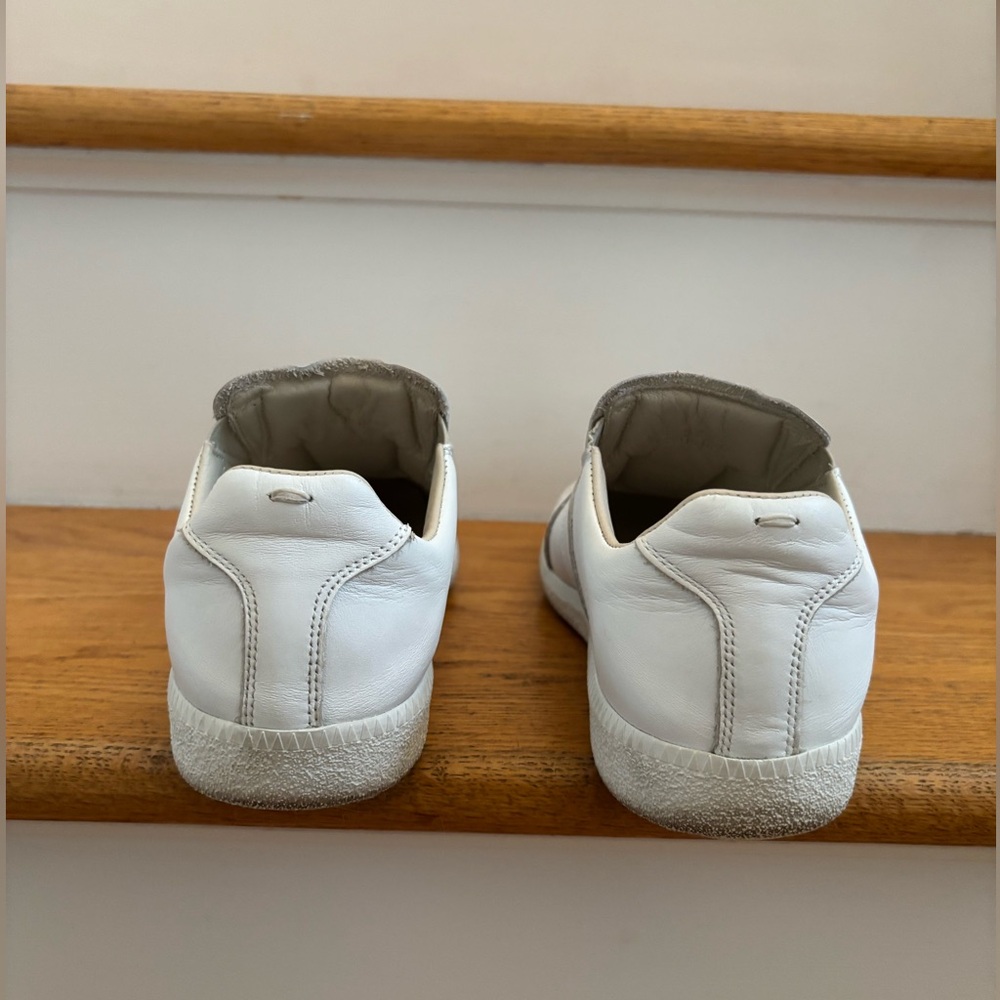 Maison Margiela Paris White Leather Sneakers. Slip-on. Made in Italy. Euro 37. - Picture 7 of 8